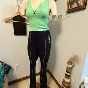 PLAYBOY Black and Green Flare Pants